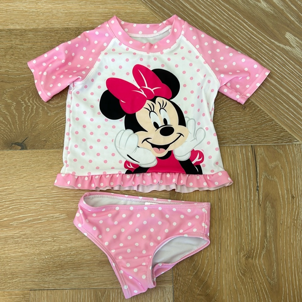 Disney Baby Swim, rash guard top with bikini bottoms , size 24m